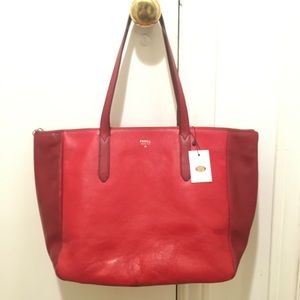 Fossil Tote Bag Red/Maroon Sydney Shopper